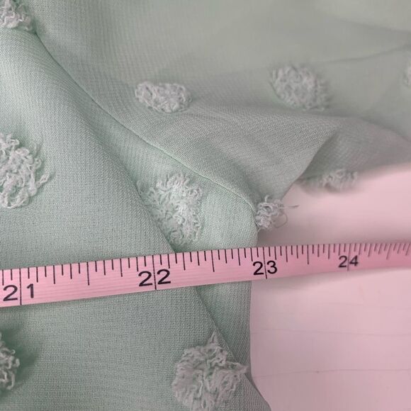 Mint Green Cottagecore Swiss Dot Long Sleeve Peasant Blouse - Picture 4 of 5